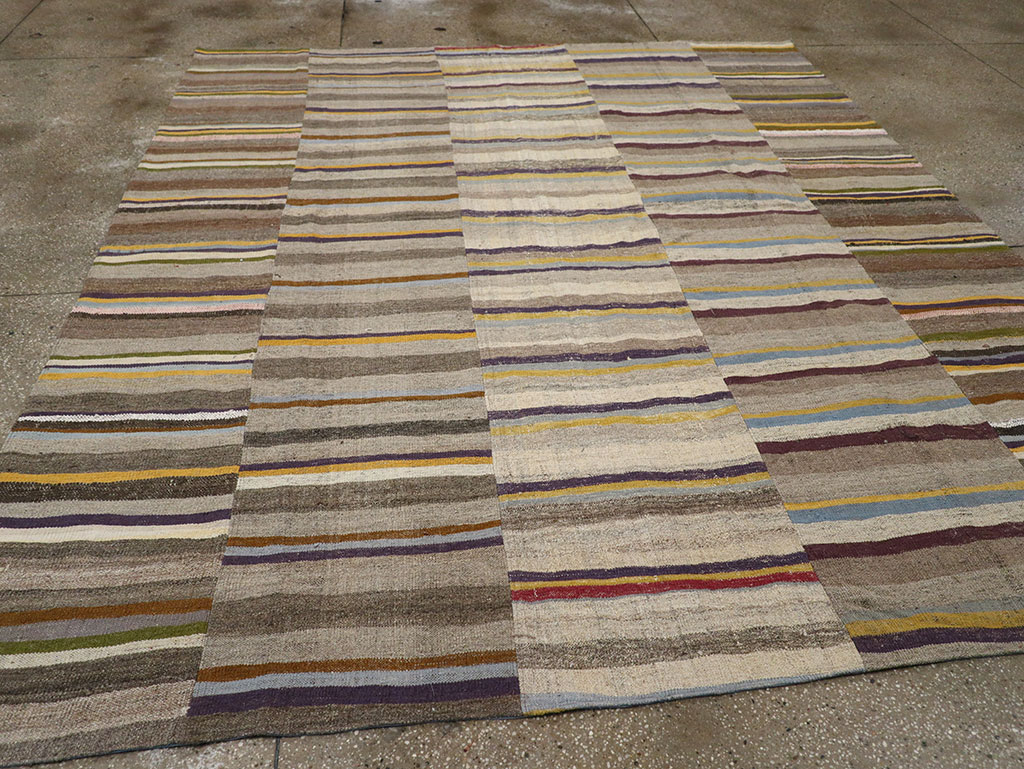 Vintage Turkish Flatweave Kilim Room Size Carpet, No.33094 - Staging