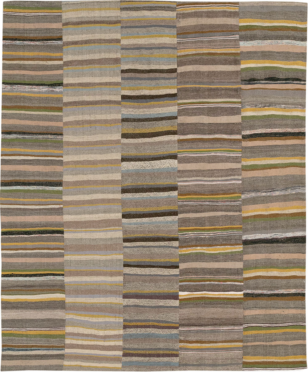 Vintage Turkish Flatweave Kilim Room Size Carpet, No.33095 - Staging