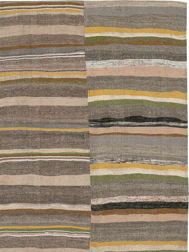 Vintage Turkish Flatweave Kilim Room Size Carpet, No.33095 - Staging