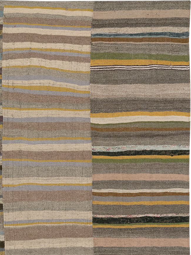 Vintage Turkish Flatweave Kilim Room Size Carpet, No.33095 - Staging