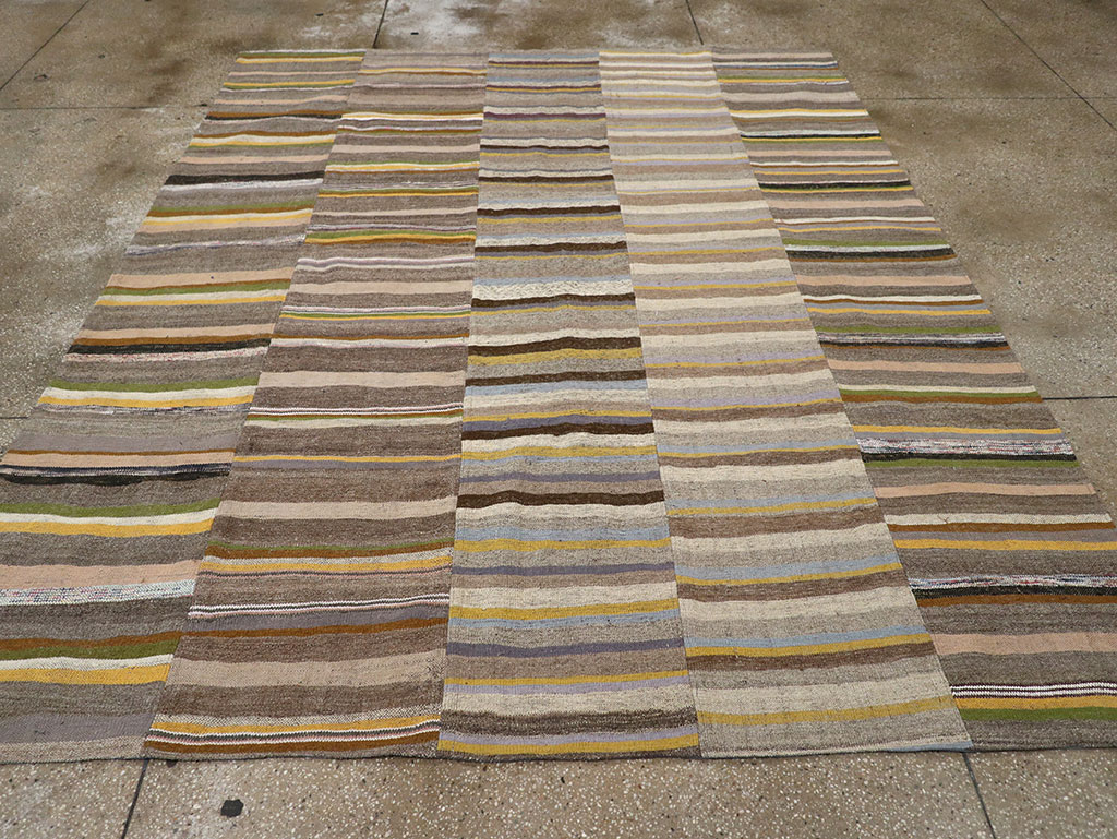 Vintage Turkish Flatweave Kilim Room Size Carpet, No.33095 - Staging