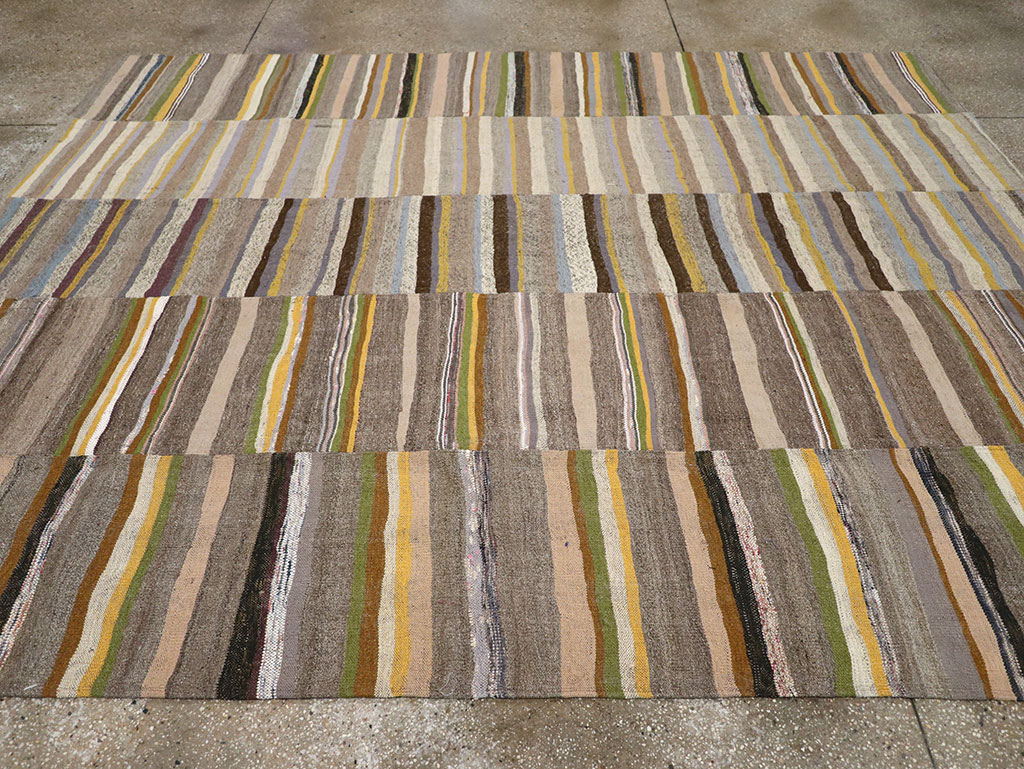 Vintage Turkish Flatweave Kilim Room Size Carpet, No.33095 - Staging