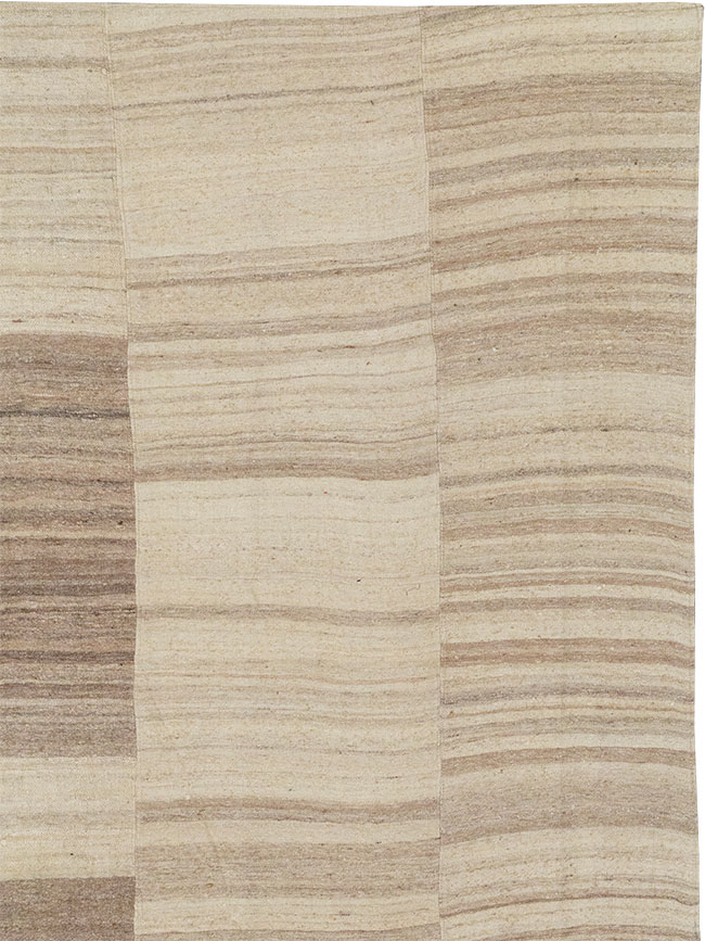 Vintage Turkish Flatweave Kilim Large Room Size Carpet, No.33098 - Staging