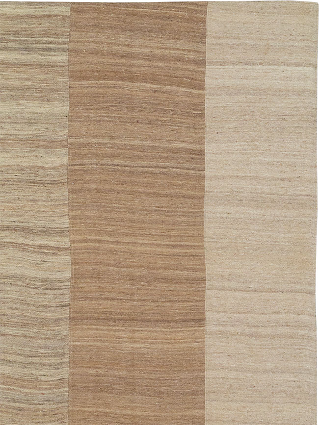 Vintage Turkish Flatweave Kilim Square Large Room Size Carpet, No.33101 - Staging