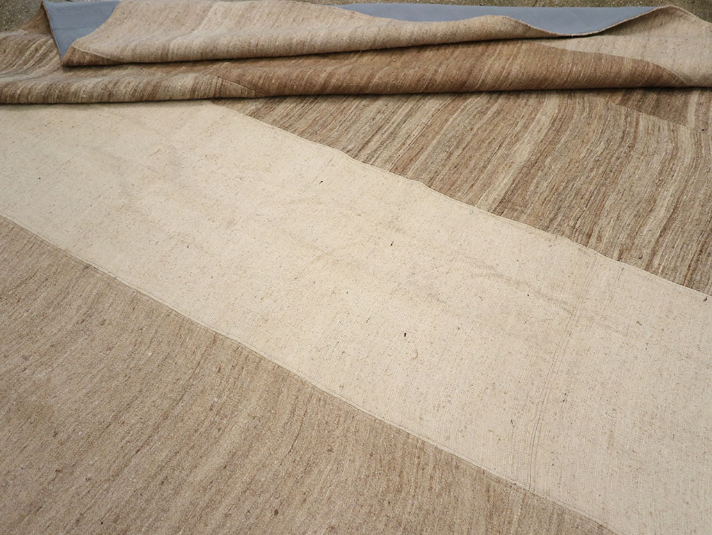 Vintage Turkish Flatweave Kilim Square Large Room Size Carpet, No.33101 - Staging