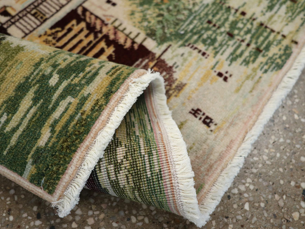 Vintage Persian Tabriz Pictorial Rug, No.33122 - Staging