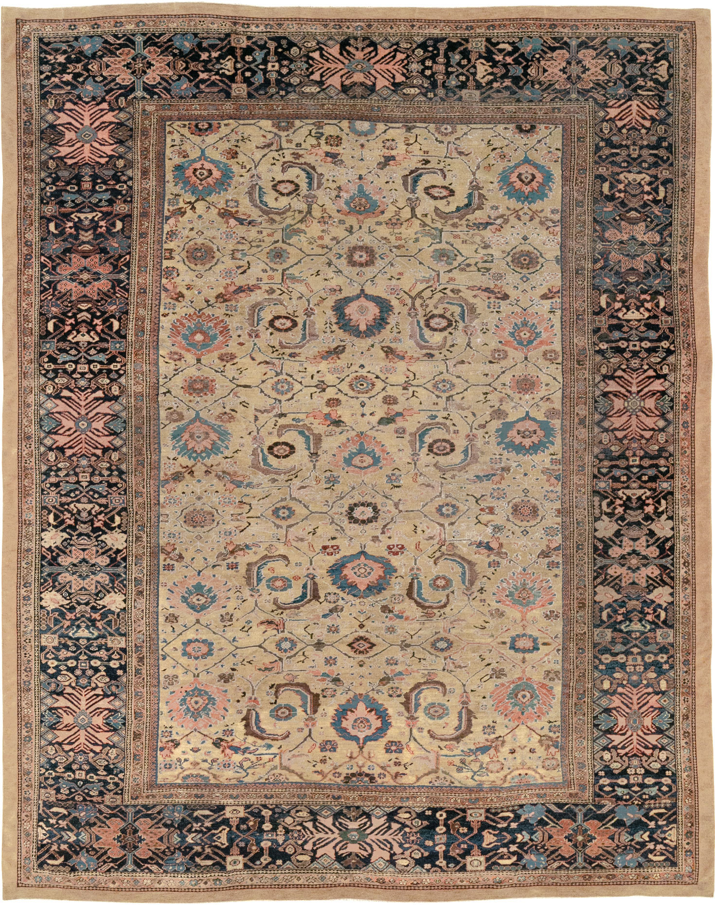 Antique Persian Sultanabad Room Size Carpet, No.33126 - Staging