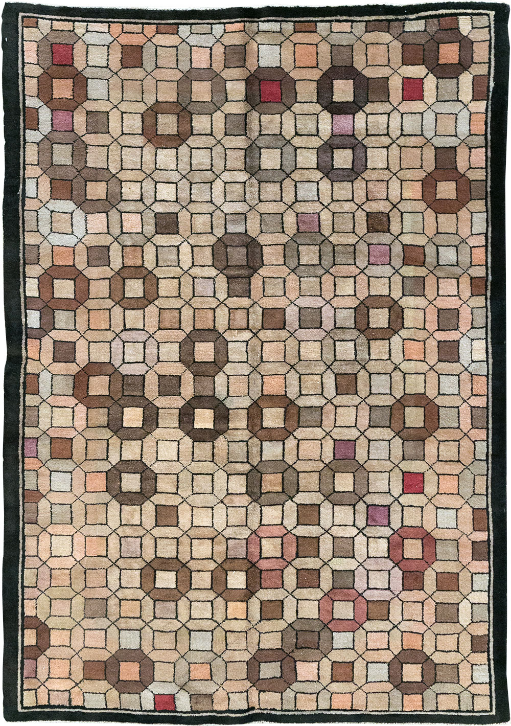 Vintage Chinese Art Deco Accent Rug, No.33133 - Staging
