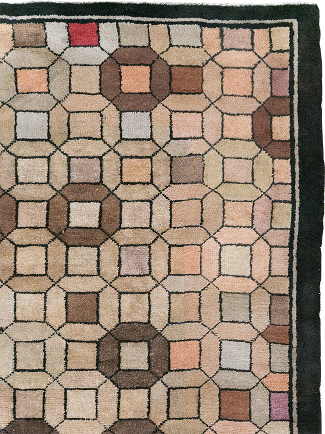 Vintage Chinese Art Deco Accent Rug, No.33133 - Staging