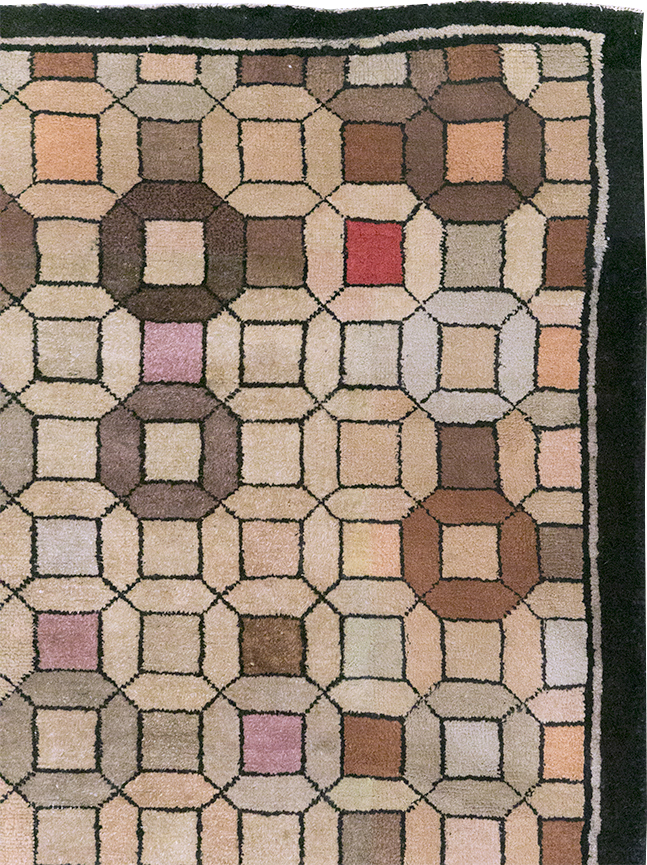 Vintage Chinese Art Deco Accent Rug, No.33133 - Staging