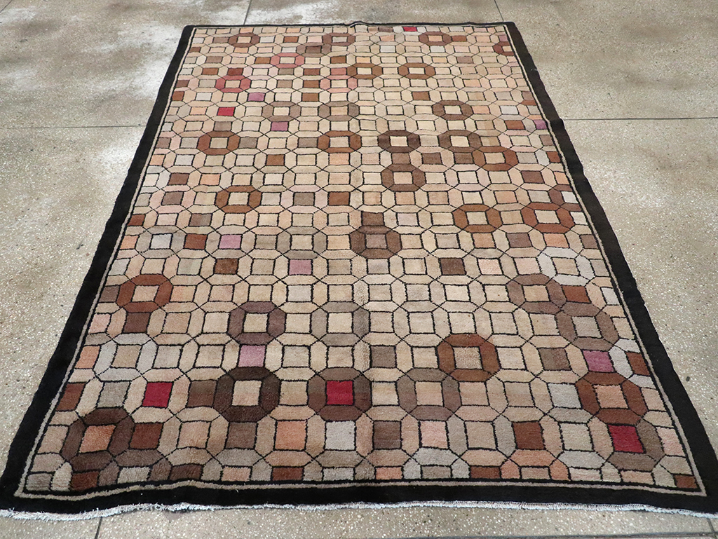 Vintage Chinese Art Deco Accent Rug, No.33133 - Staging