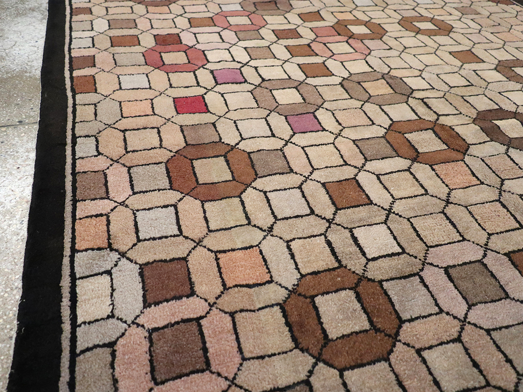 Vintage Chinese Art Deco Accent Rug, No.33133 - Staging