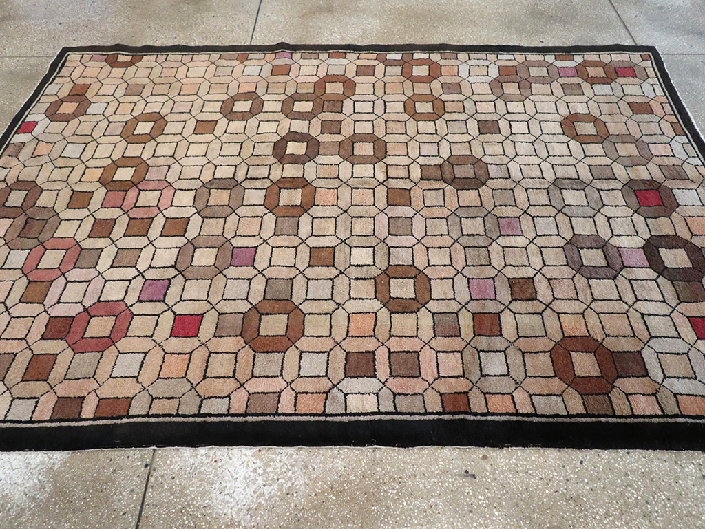 Vintage Chinese Art Deco Accent Rug, No.33133 - Staging