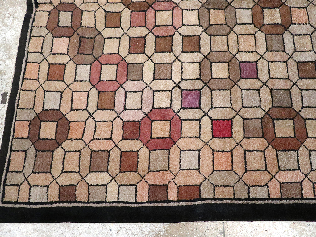 Vintage Chinese Art Deco Accent Rug, No.33133 - Staging