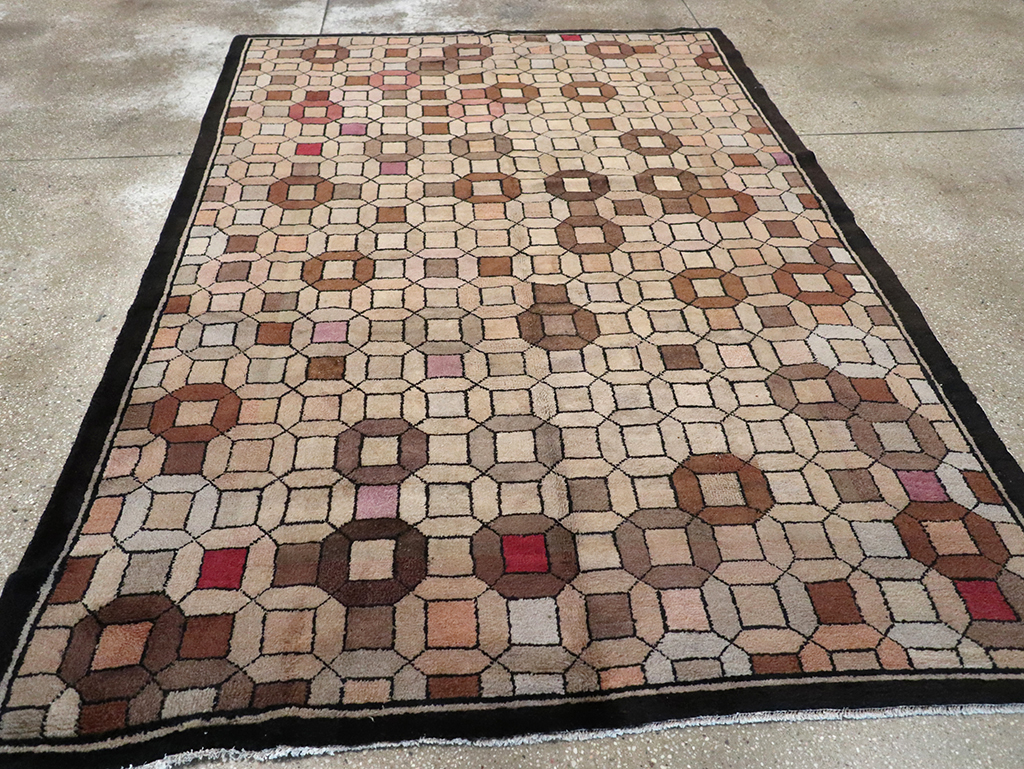 Vintage Chinese Art Deco Accent Rug, No.33133 - Staging