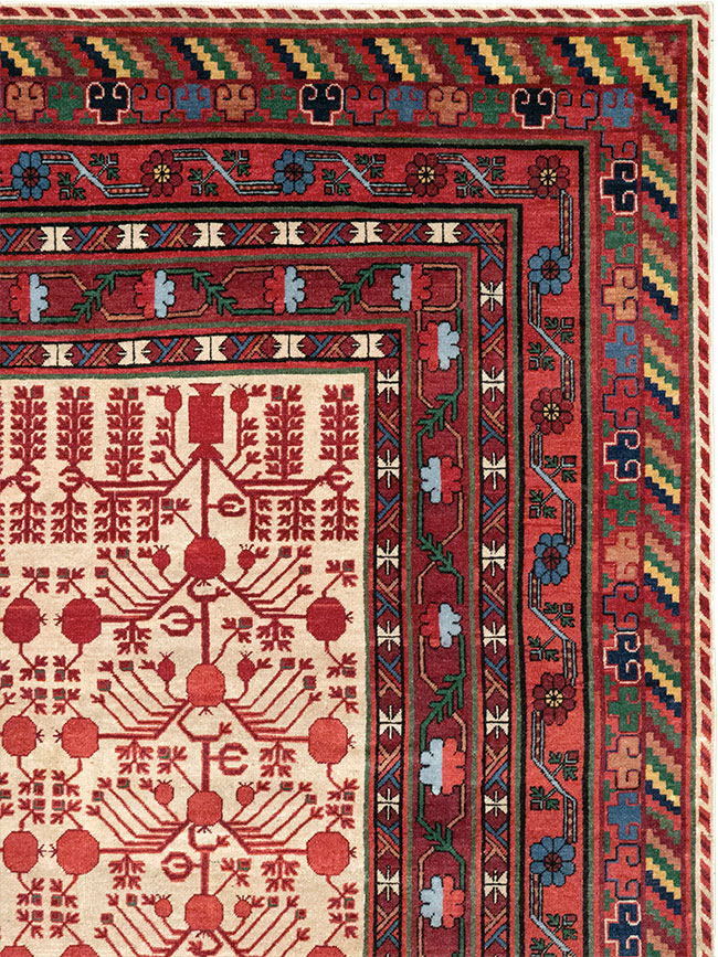 Vintage East Turkestan Khotan Room Size Carpet, No.33155 - Staging