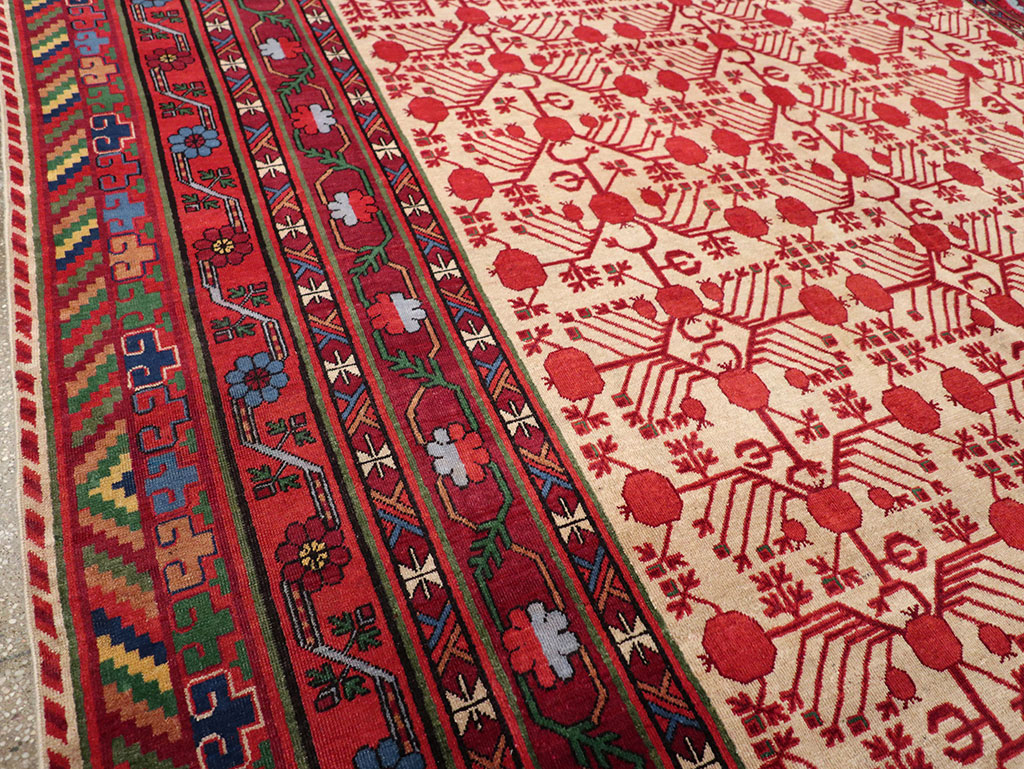 Vintage East Turkestan Khotan Room Size Carpet, No.33155 - Staging