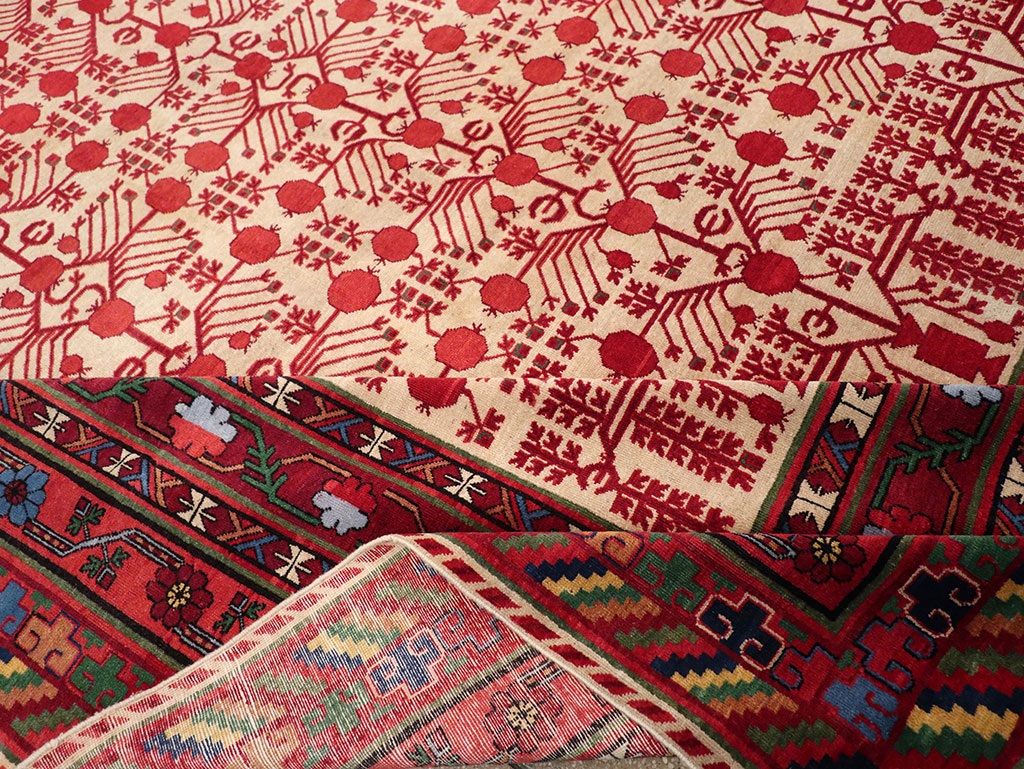 Vintage East Turkestan Khotan Room Size Carpet, No.33155 - Staging