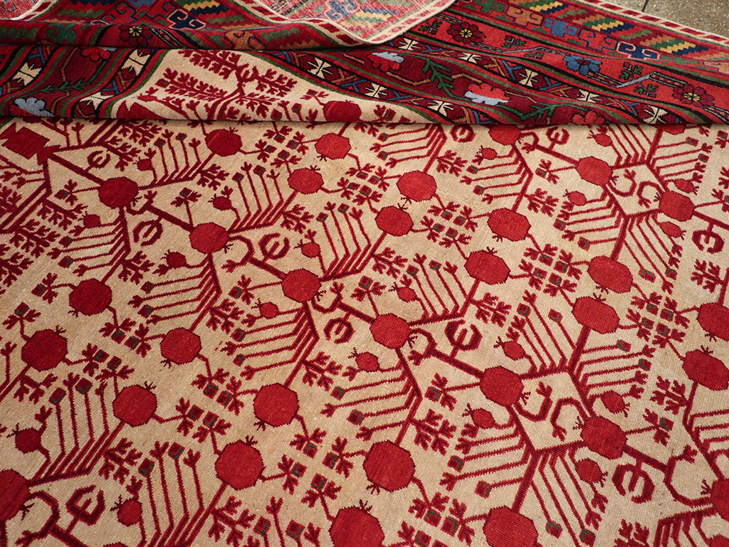 Vintage East Turkestan Khotan Room Size Carpet, No.33155 - Staging