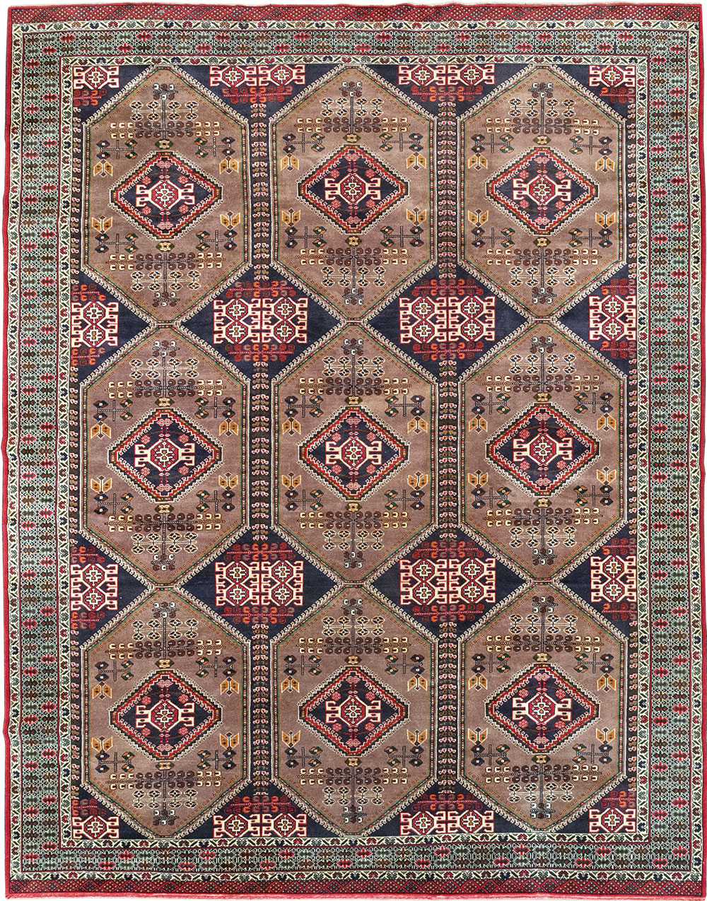 Vintage Persian Turkoman Room Size Carpet, No.33156 - Staging