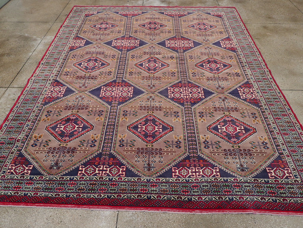 Vintage Persian Turkoman Room Size Carpet, No.33156 - Staging