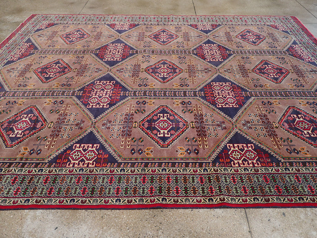 Vintage Persian Turkoman Room Size Carpet, No.33156 - Staging