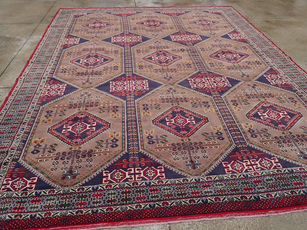 Vintage Persian Turkoman Room Size Carpet, No.33156 - Staging