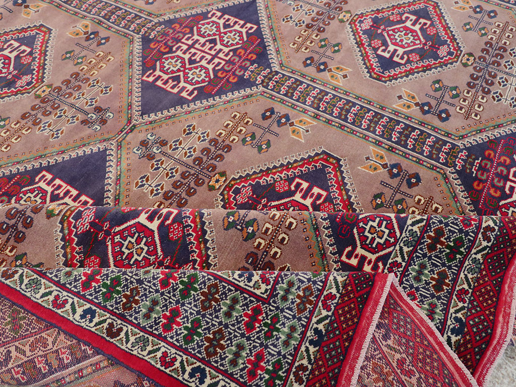 Vintage Persian Turkoman Room Size Carpet, No.33156 - Staging