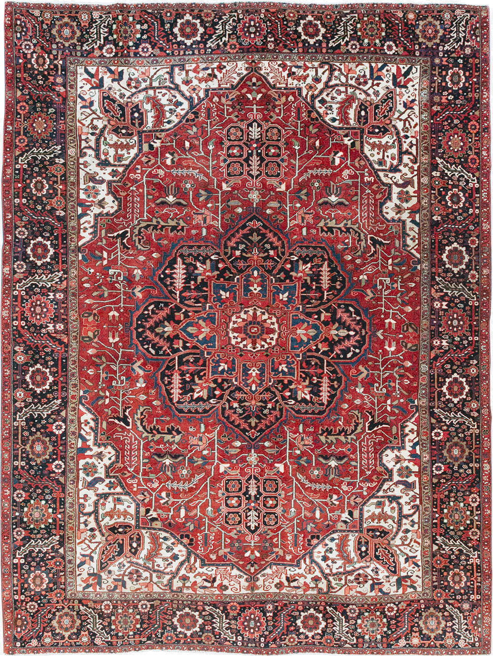 Vintage Persian Heriz Room Size Carpet, No.33168 - Staging