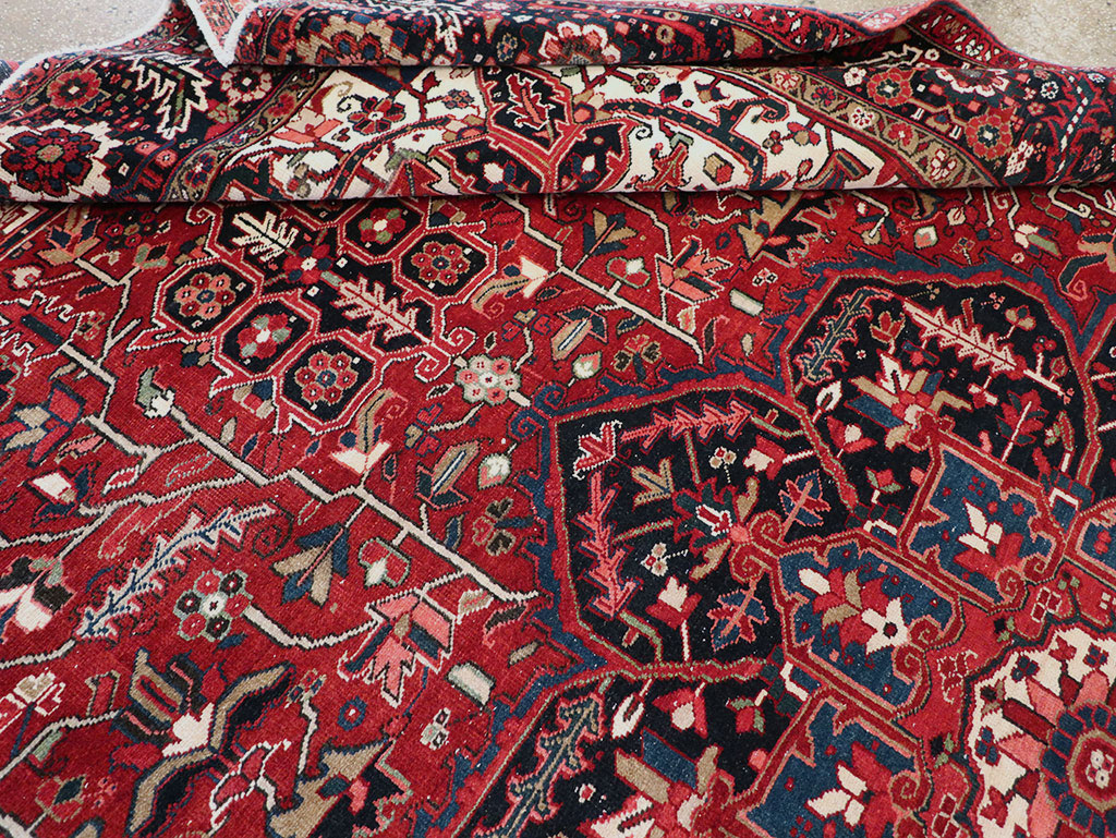 Vintage Persian Heriz Room Size Carpet, No.33168 - Staging