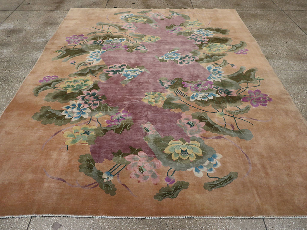 Antique Chinese Art Deco Room Size Carpet, No.33172 - Staging