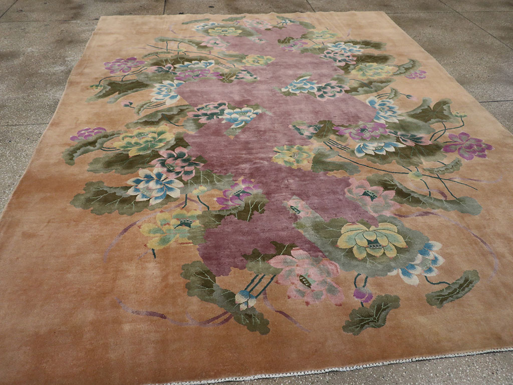 Antique Chinese Art Deco Room Size Carpet, No.33172 - Staging