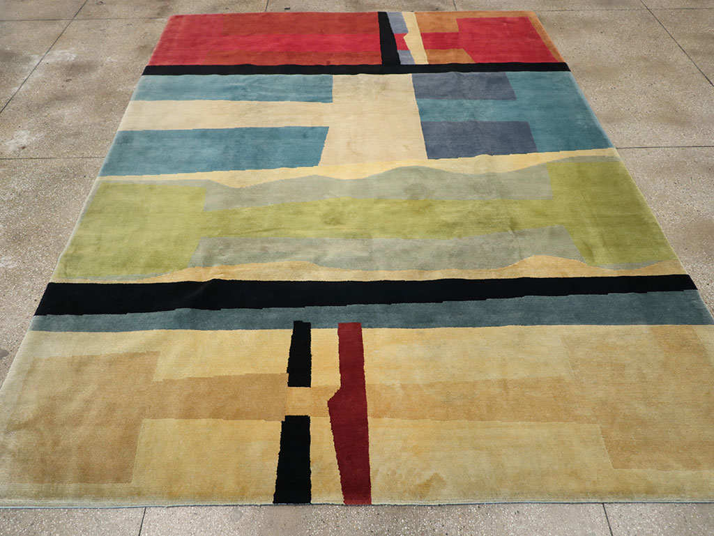 Modern Tibetan Art Deco Room Size Carpet, No.33173 - Staging