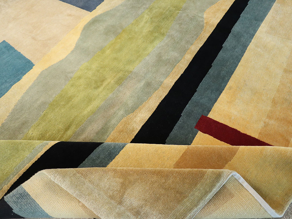 Modern Tibetan Art Deco Room Size Carpet, No.33173 - Staging