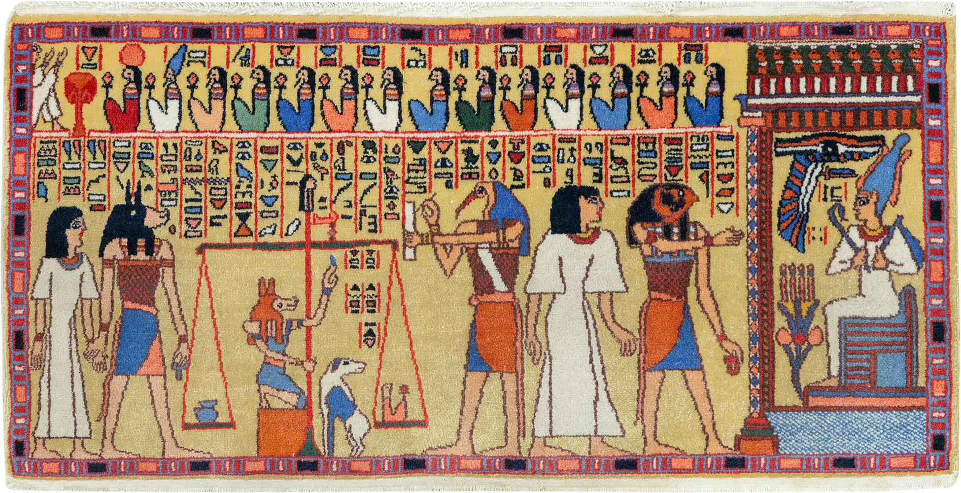 Vintage Egyptian Pictorial Throw Rug, No.33175 - Staging