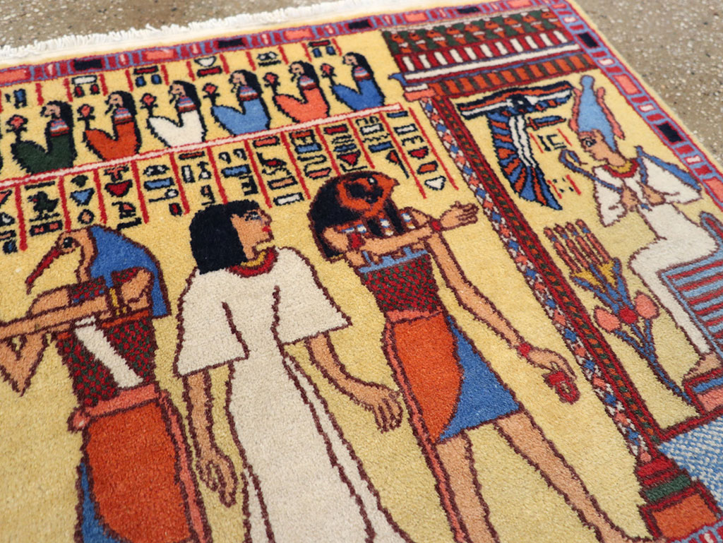 Vintage Egyptian Pictorial Throw Rug, No.33175 - Staging