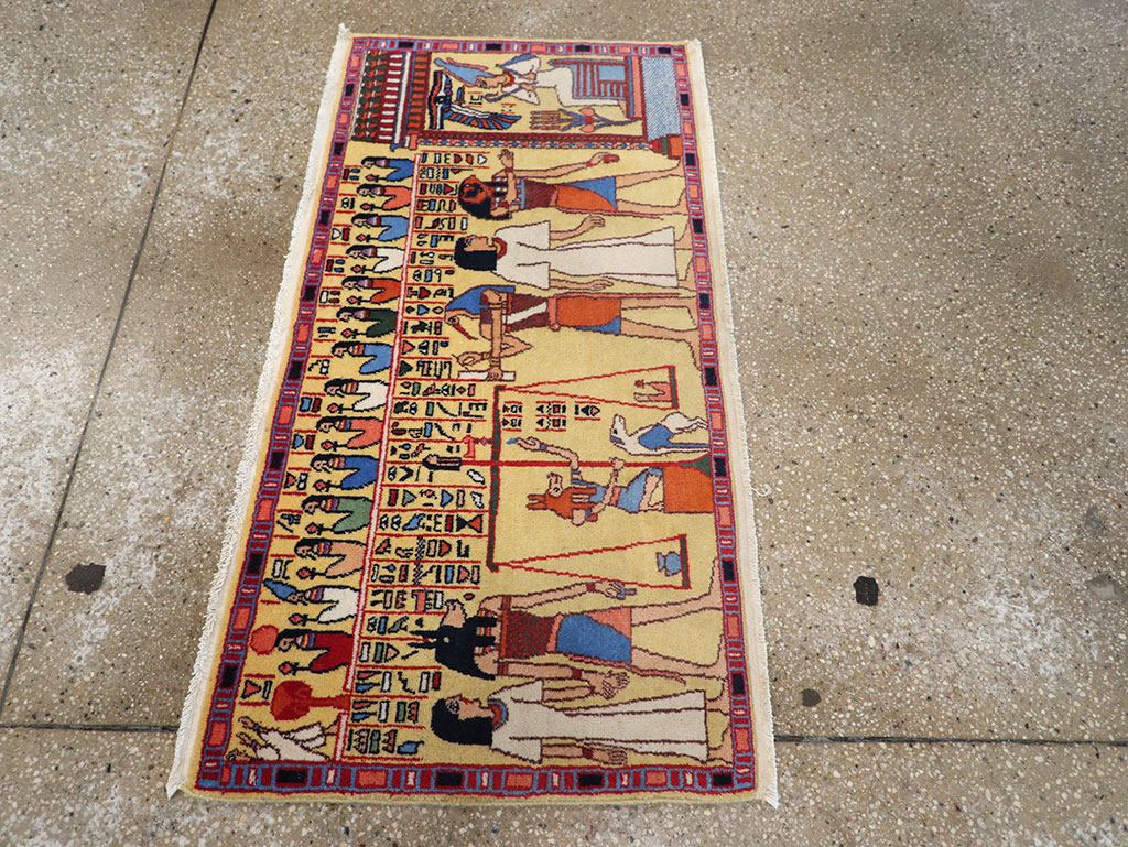 Vintage Egyptian Pictorial Throw Rug, No.33175 - Staging