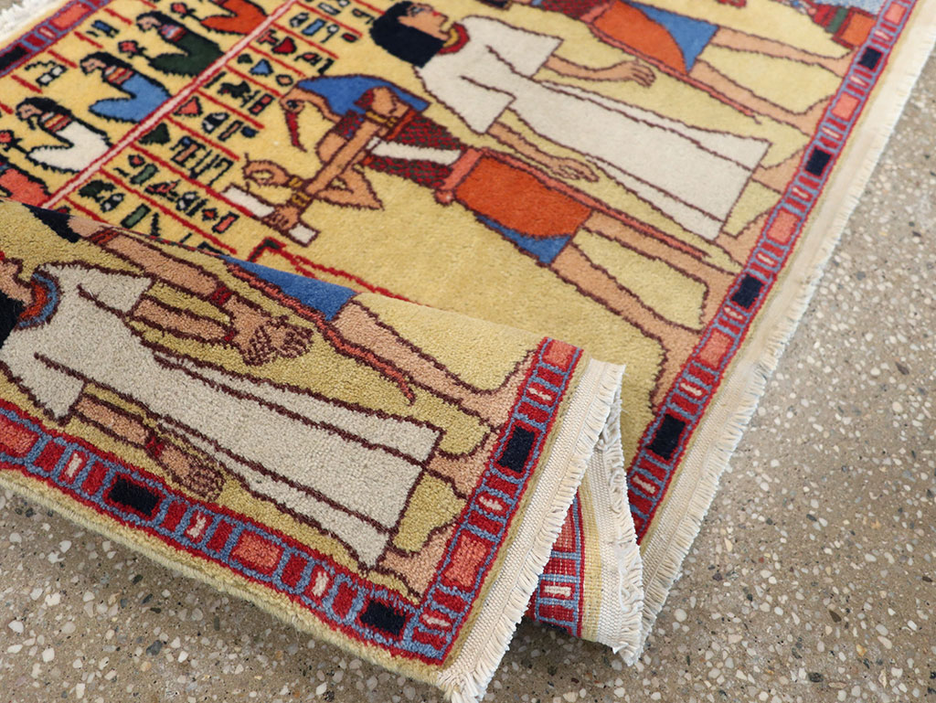 Vintage Egyptian Pictorial Throw Rug, No.33175 - Staging
