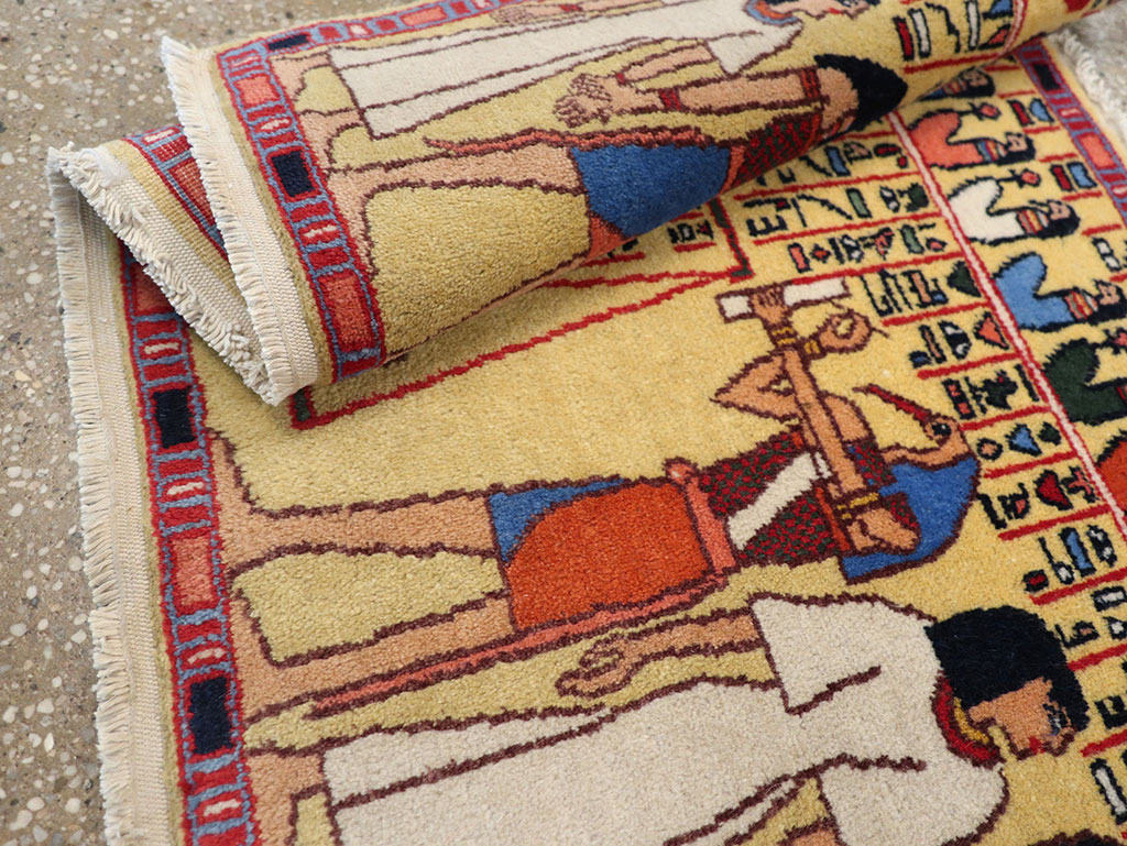 Vintage Egyptian Pictorial Throw Rug, No.33175 - Staging
