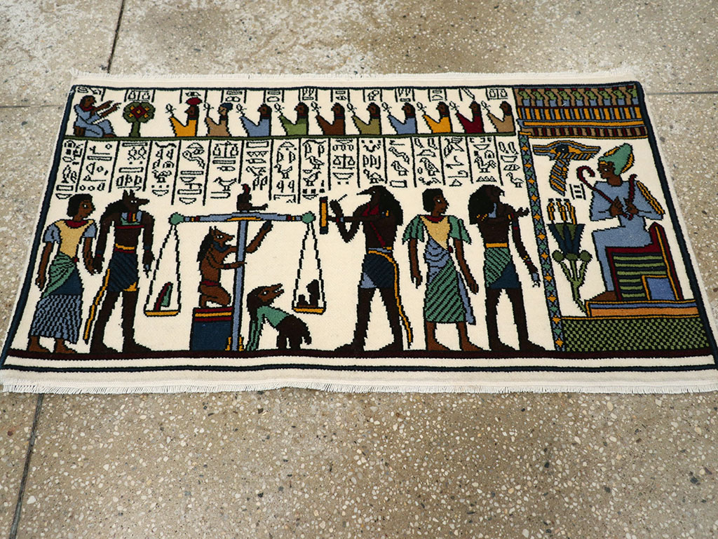 Vintage Egyptian Pictorial Rug, No.33182 - Staging
