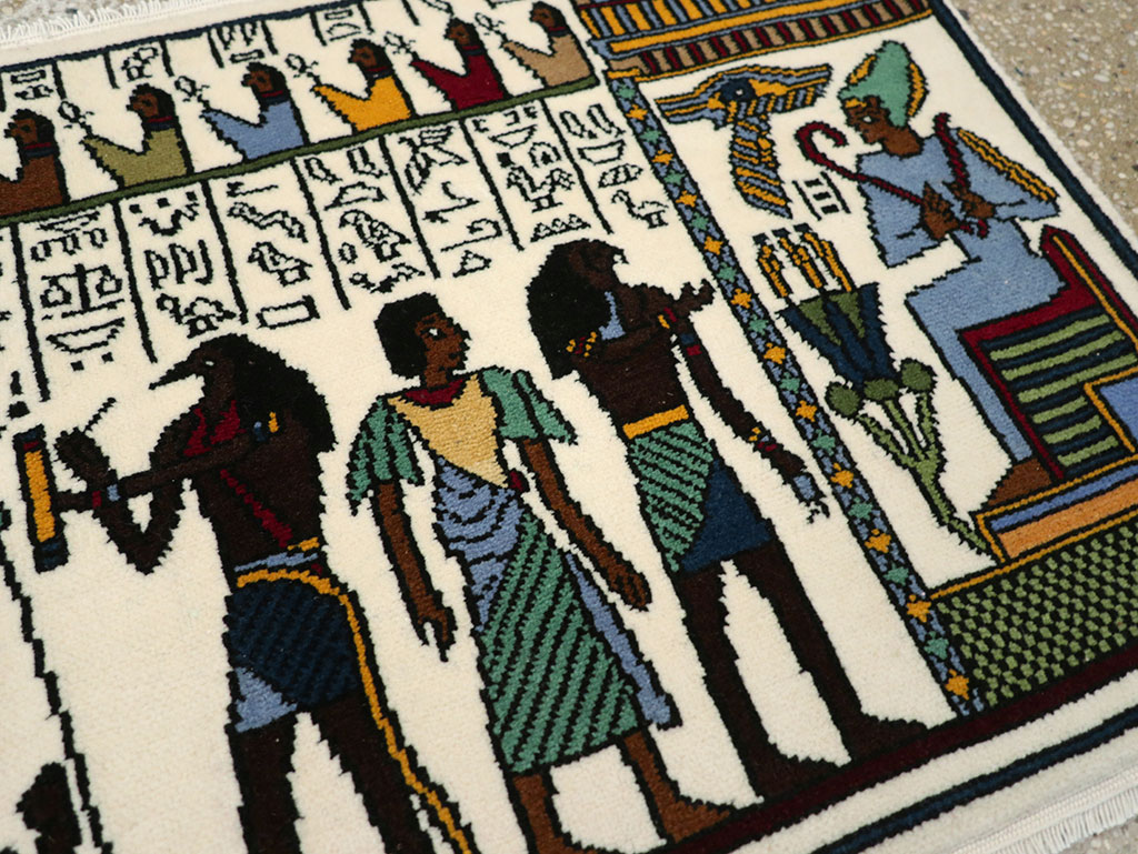 Vintage Egyptian Pictorial Rug, No.33182 - Staging