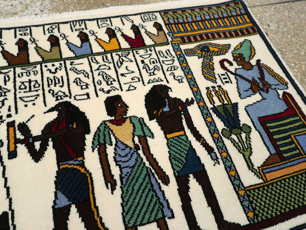 Vintage Egyptian Pictorial Rug, No.33182 - Staging