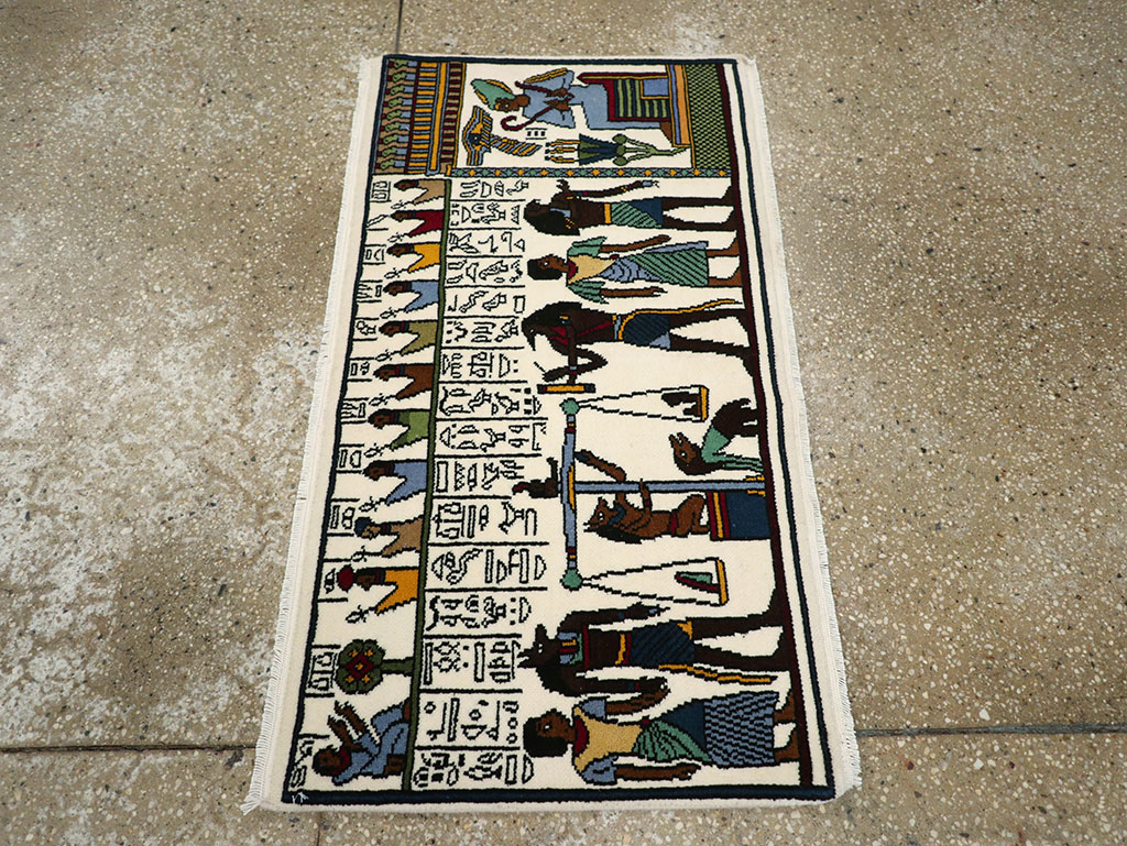 Vintage Egyptian Pictorial Rug, No.33182 - Staging