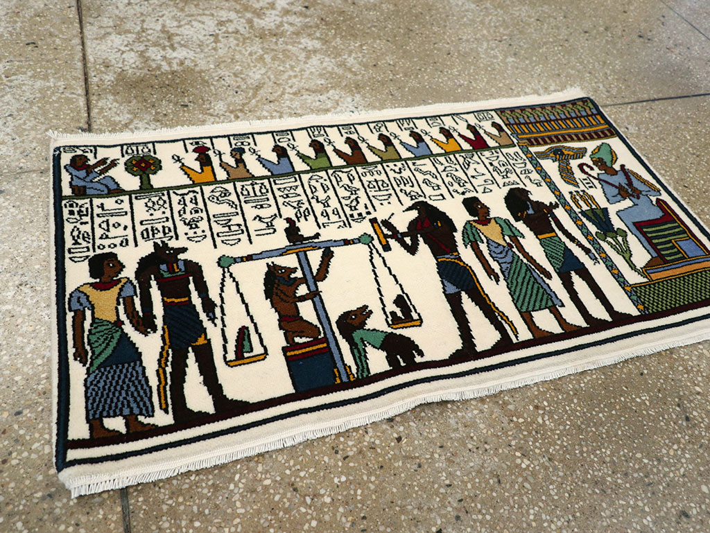 Vintage Egyptian Pictorial Rug, No.33182 - Staging