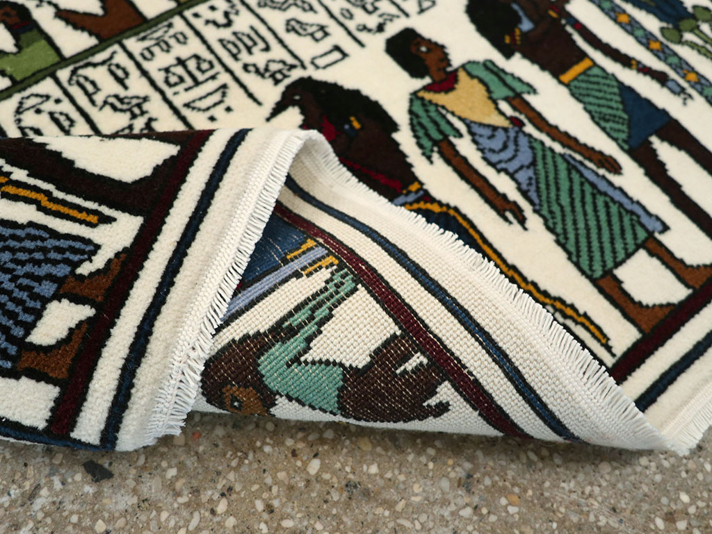 Vintage Egyptian Pictorial Rug, No.33182 - Staging