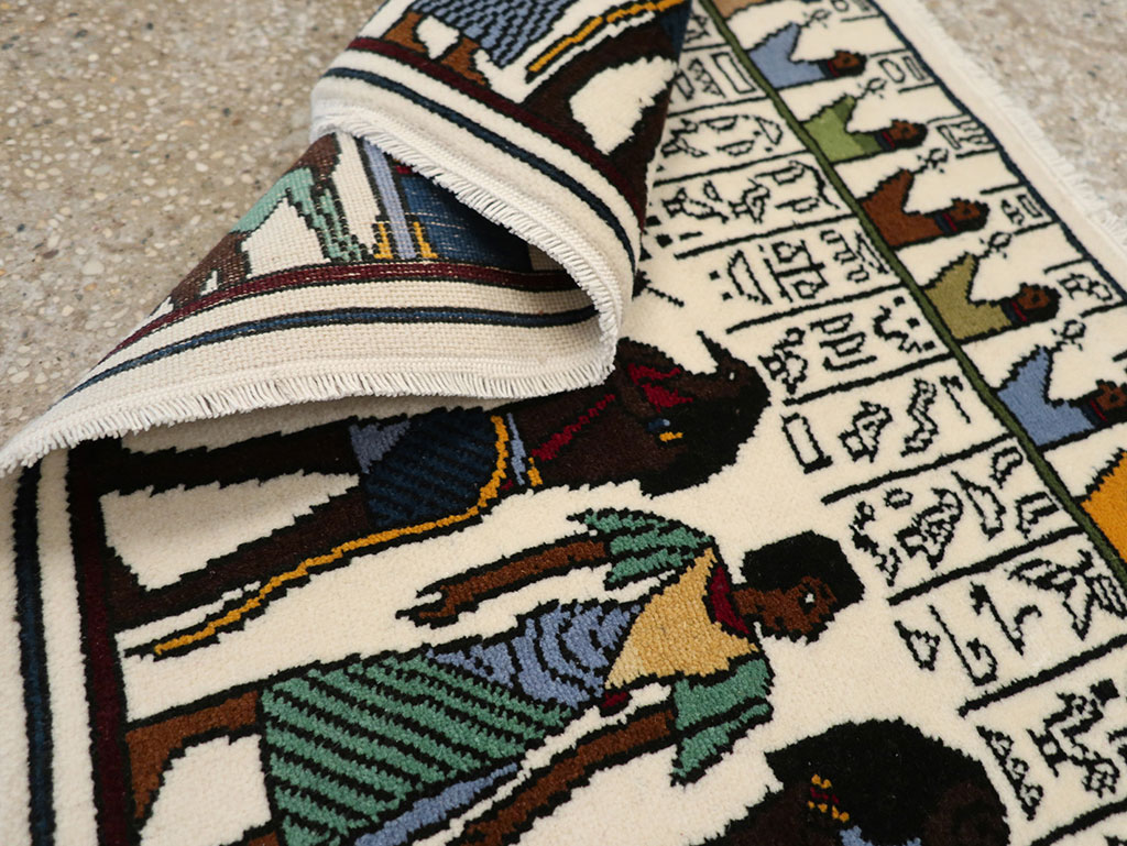 Vintage Egyptian Pictorial Rug, No.33182 - Staging