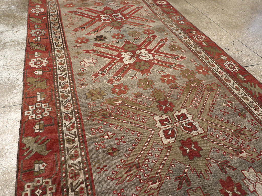 Antique Caucasian Kazak Runner, No.33183 - Staging