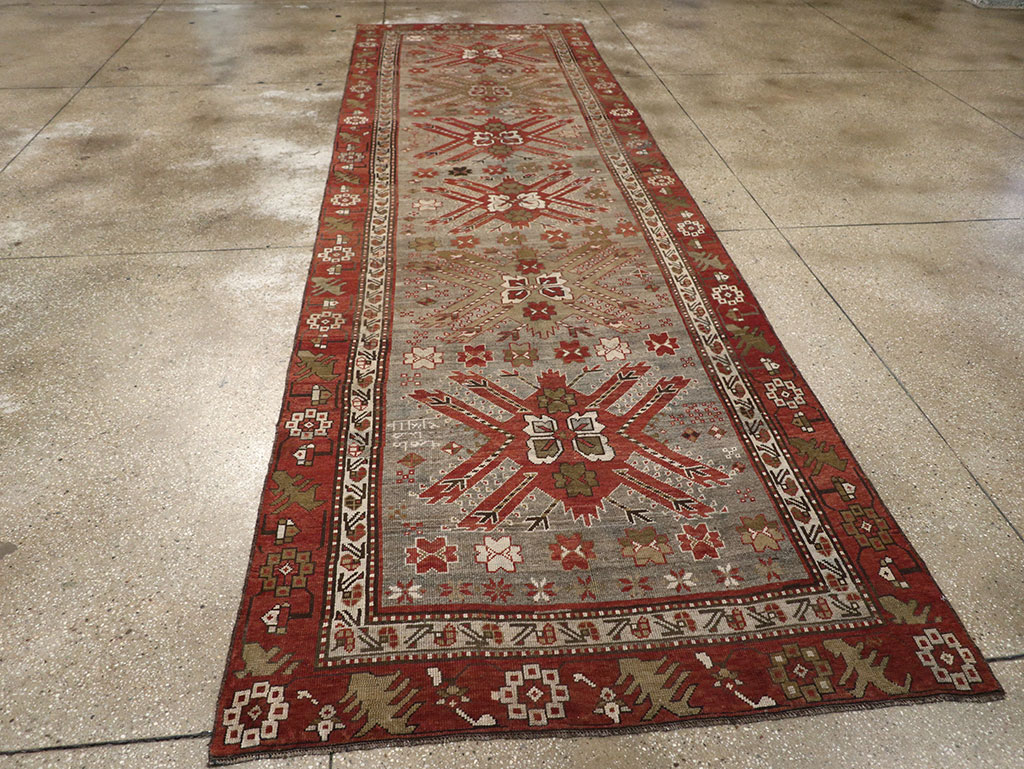 Antique Caucasian Kazak Runner, No.33183 - Staging
