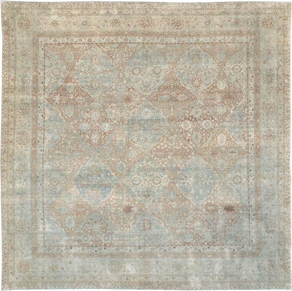 Antique Persian Lavar Kerman Square Large Room Size Carpet, No.33185 - Staging