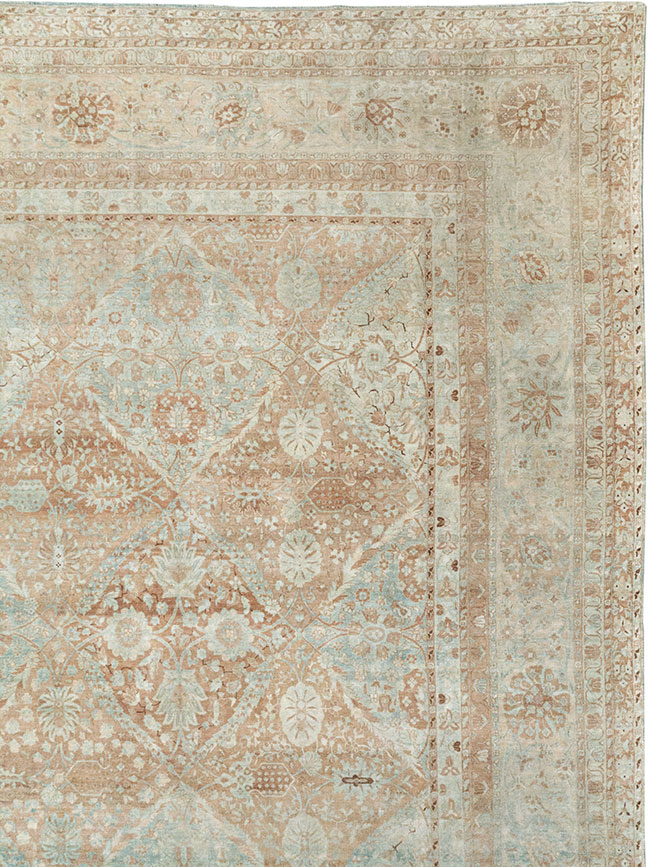 Antique Persian Lavar Kerman Large Square Room Size Carpet, No.33185 - Staging